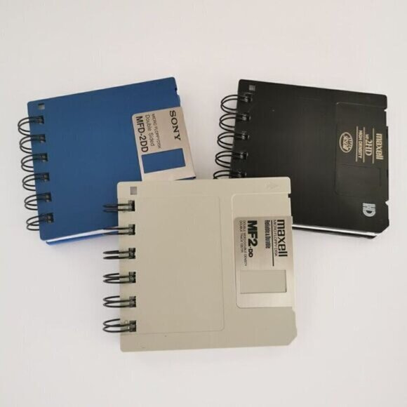 Upcycled Floppy Disk Notebook, Guy Gift for Dad Graph Paper Vintage 90s Computer - Picture 6 of 6